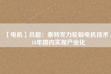 【電機(jī)】呂超：泰特發(fā)力輪轂電機(jī)技術(shù) 2018年國(guó)內(nèi)實(shí)現(xiàn)產(chǎn)業(yè)化
          