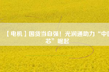 【電機(jī)】國(guó)貨當(dāng)自強(qiáng)！光潤(rùn)通助力“中國(guó)芯”崛起
          