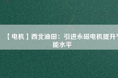 【電機】西北油田：引進(jìn)永磁電機提升節(jié)能水平
          