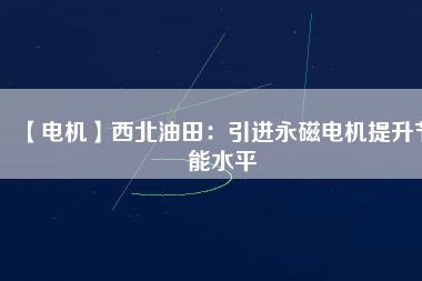 【電機】西北油田：引進(jìn)永磁電機提升節(jié)能水平
          