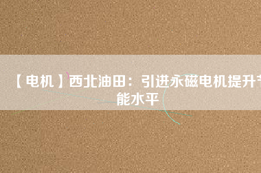 【電機】西北油田：引進(jìn)永磁電機提升節(jié)能水平
          