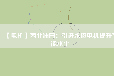 【電機】西北油田：引進(jìn)永磁電機提升節(jié)能水平
          