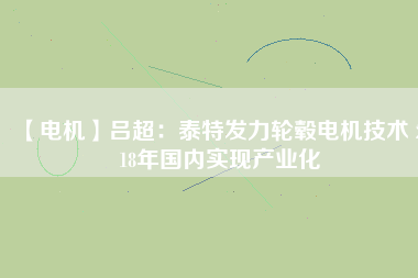 【電機(jī)】呂超：泰特發(fā)力輪轂電機(jī)技術(shù) 2018年國(guó)內(nèi)實(shí)現(xiàn)產(chǎn)業(yè)化
          