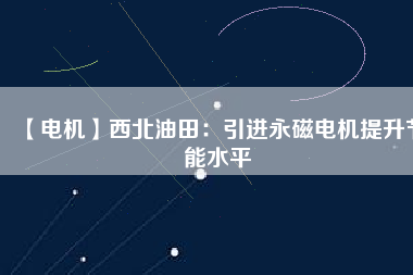 【電機】西北油田：引進(jìn)永磁電機提升節(jié)能水平
          