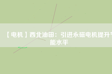【電機】西北油田：引進(jìn)永磁電機提升節(jié)能水平
          