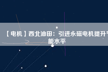 【電機】西北油田：引進(jìn)永磁電機提升節(jié)能水平
          