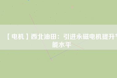 【電機】西北油田：引進(jìn)永磁電機提升節(jié)能水平
          
