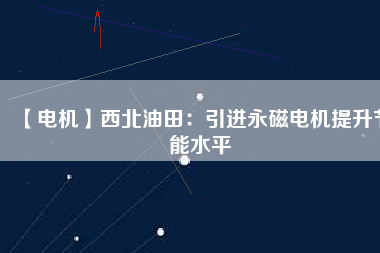 【電機】西北油田：引進(jìn)永磁電機提升節(jié)能水平
          