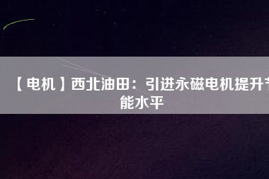 【電機】西北油田：引進(jìn)永磁電機提升節(jié)能水平
          
