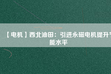 【電機】西北油田：引進(jìn)永磁電機提升節(jié)能水平
          