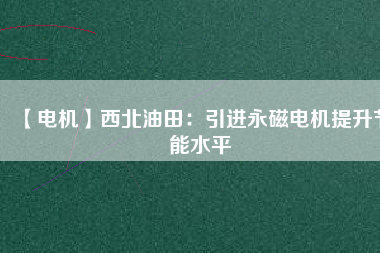 【電機】西北油田：引進(jìn)永磁電機提升節(jié)能水平
          