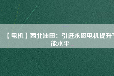 【電機】西北油田：引進(jìn)永磁電機提升節(jié)能水平
          