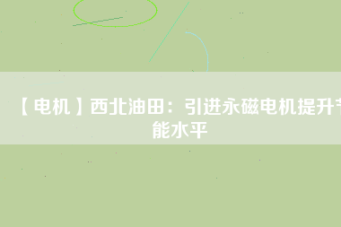 【電機】西北油田：引進(jìn)永磁電機提升節(jié)能水平
          
