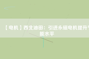 【電機】西北油田：引進(jìn)永磁電機提升節(jié)能水平
          