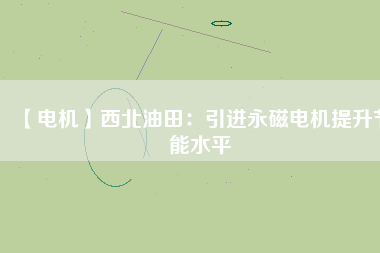 【電機】西北油田：引進(jìn)永磁電機提升節(jié)能水平
          