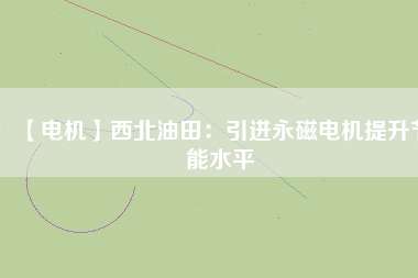 【電機】西北油田：引進(jìn)永磁電機提升節(jié)能水平
          