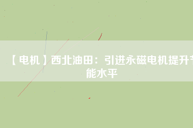 【電機】西北油田：引進(jìn)永磁電機提升節(jié)能水平
          