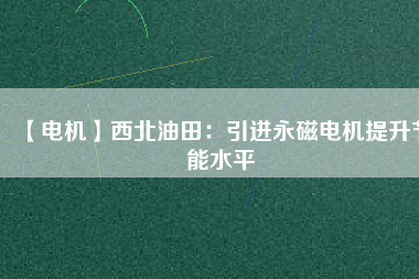 【電機】西北油田：引進(jìn)永磁電機提升節(jié)能水平
          