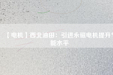 【電機】西北油田：引進(jìn)永磁電機提升節(jié)能水平
          