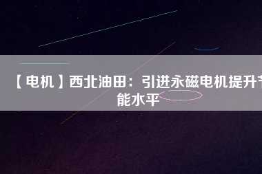 【電機】西北油田：引進(jìn)永磁電機提升節(jié)能水平
          