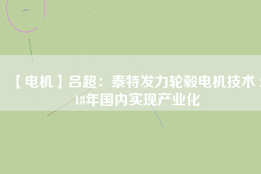 【電機(jī)】呂超：泰特發(fā)力輪轂電機(jī)技術(shù) 2018年國(guó)內(nèi)實(shí)現(xiàn)產(chǎn)業(yè)化
          