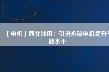 【電機】西北油田：引進(jìn)永磁電機提升節(jié)能水平
          