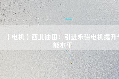 【電機】西北油田：引進(jìn)永磁電機提升節(jié)能水平
          