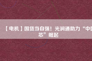 【電機(jī)】國(guó)貨當(dāng)自強(qiáng)！光潤(rùn)通助力“中國(guó)芯”崛起
          