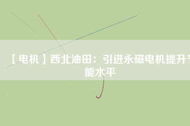 【電機】西北油田：引進(jìn)永磁電機提升節(jié)能水平
          