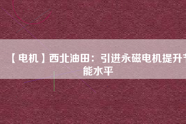 【電機】西北油田：引進(jìn)永磁電機提升節(jié)能水平
          
