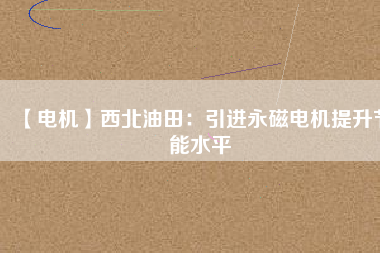 【電機】西北油田：引進(jìn)永磁電機提升節(jié)能水平
          
