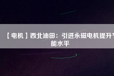 【電機】西北油田：引進(jìn)永磁電機提升節(jié)能水平
          