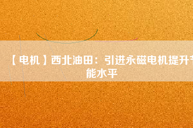 【電機】西北油田：引進(jìn)永磁電機提升節(jié)能水平
          