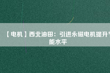 【電機】西北油田：引進(jìn)永磁電機提升節(jié)能水平
          