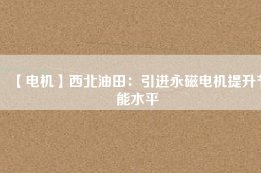 【電機】西北油田：引進(jìn)永磁電機提升節(jié)能水平
          