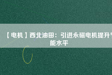 【電機】西北油田：引進(jìn)永磁電機提升節(jié)能水平
          