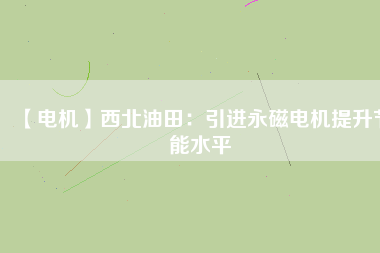 【電機】西北油田：引進(jìn)永磁電機提升節(jié)能水平
          