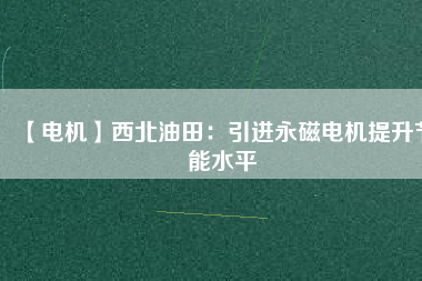 【電機】西北油田：引進(jìn)永磁電機提升節(jié)能水平
          