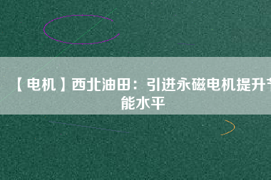 【電機】西北油田：引進(jìn)永磁電機提升節(jié)能水平
          