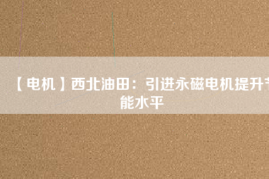 【電機】西北油田：引進(jìn)永磁電機提升節(jié)能水平
          