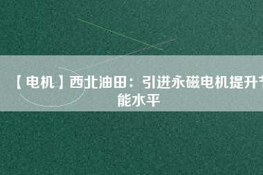 【電機】西北油田：引進(jìn)永磁電機提升節(jié)能水平
          