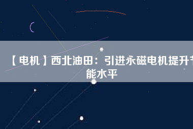 【電機】西北油田：引進(jìn)永磁電機提升節(jié)能水平
          