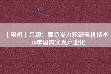 【電機(jī)】呂超：泰特發(fā)力輪轂電機(jī)技術(shù) 2018年國(guó)內(nèi)實(shí)現(xiàn)產(chǎn)業(yè)化
          