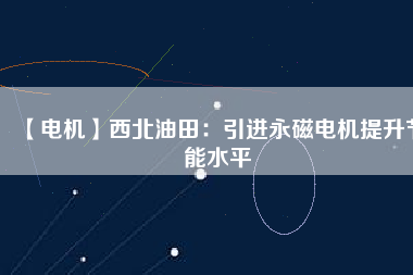 【電機】西北油田：引進(jìn)永磁電機提升節(jié)能水平
          