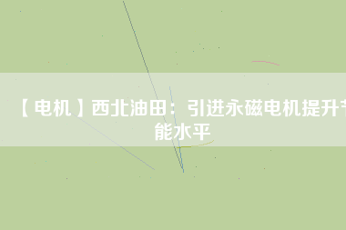 【電機】西北油田：引進(jìn)永磁電機提升節(jié)能水平
          