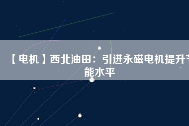 【電機】西北油田：引進(jìn)永磁電機提升節(jié)能水平
          