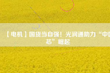 【電機(jī)】國(guó)貨當(dāng)自強(qiáng)！光潤(rùn)通助力“中國(guó)芯”崛起
          