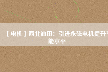 【電機】西北油田：引進(jìn)永磁電機提升節(jié)能水平
          