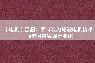【電機(jī)】呂超：泰特發(fā)力輪轂電機(jī)技術(shù) 2018年國(guó)內(nèi)實(shí)現(xiàn)產(chǎn)業(yè)化
          