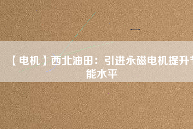 【電機】西北油田：引進(jìn)永磁電機提升節(jié)能水平
          